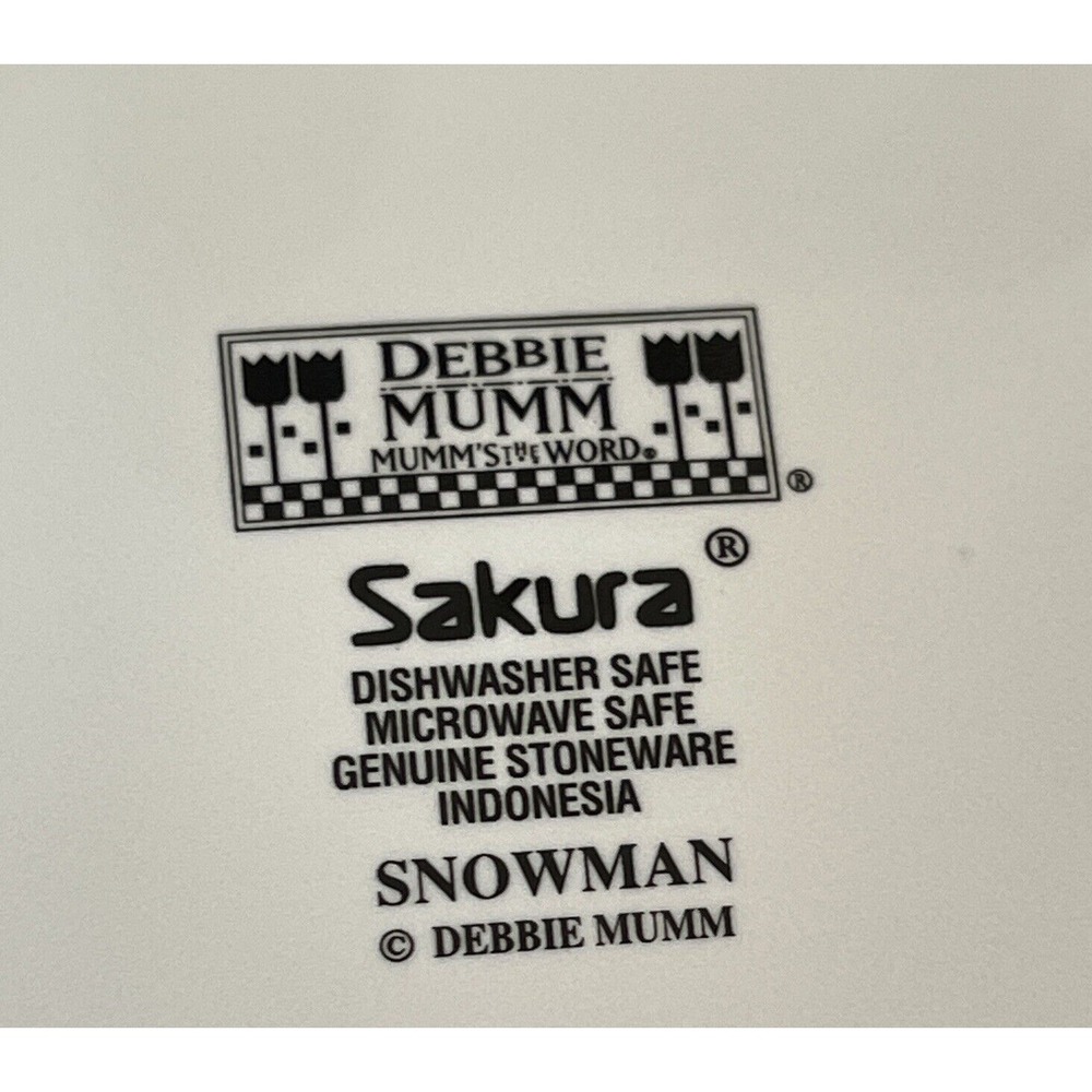 Sakura Snowman Debbie Mumm Set- 4 Christmas 8 1/4" Lunch Salad Plates Stoneware - Picture 9 of 11